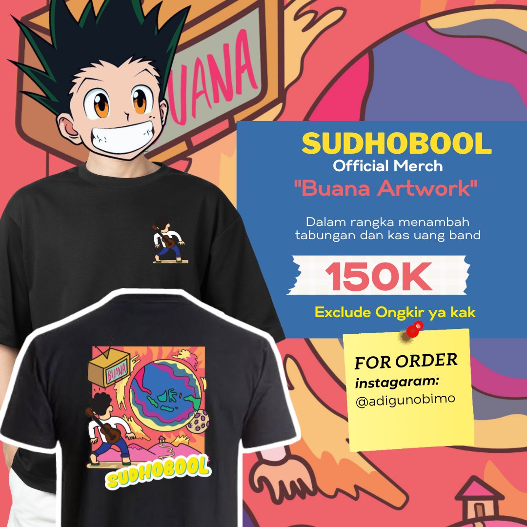 sudhobool's tweet image. Open PO Sudhobool Official Merch!

Tersedia dengan 2 desain yaitu:
1. Wani-ta Artwork white
2. Buana Artwork black

Bahan Cotton Combed 30s 

Harga Rp 150.000,- exclude ongkir.

PO 7 - 13 Agustus 2023.