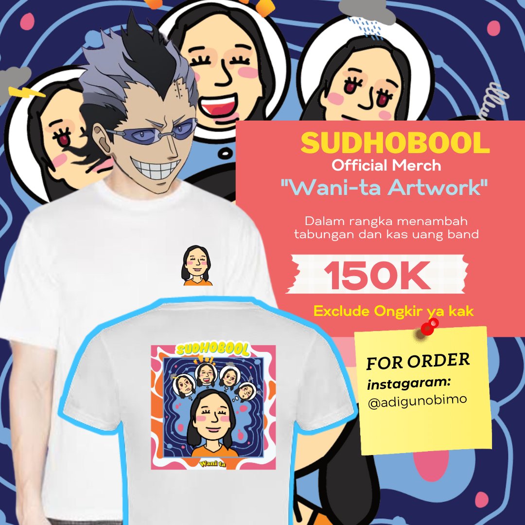 sudhobool's tweet image. Open PO Sudhobool Official Merch!

Tersedia dengan 2 desain yaitu:
1. Wani-ta Artwork white
2. Buana Artwork black

Bahan Cotton Combed 30s 

Harga Rp 150.000,- exclude ongkir.

PO 7 - 13 Agustus 2023.