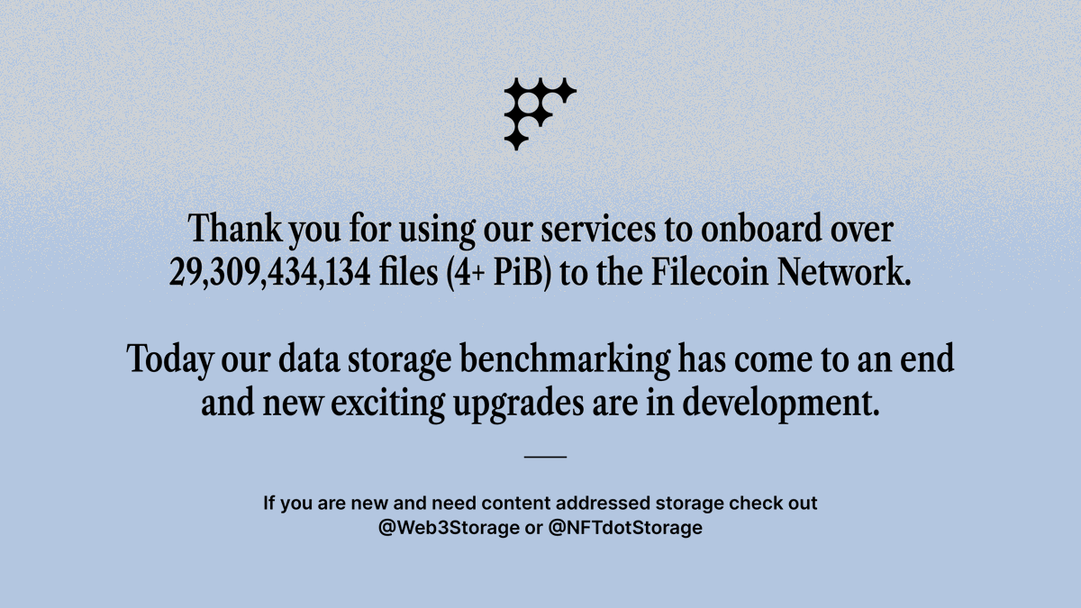 FilecoinTools's tweet image. Thank you for working with us for the last 2 years. We love @Filecoin and can&apos;t wait for the ecosystem&apos;s next generation of storage tooling.
