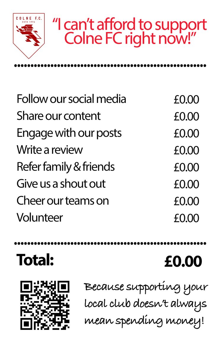Colne_FC's tweet image. We&apos;re very conscious that we do ask for support &amp;amp; sponsorship a lot &amp;amp; with the current financial climate it&apos;s not always easy but you can still help without it costing you a penny &amp;amp; every little bit helps of course!
So a big thankyou to everyone who supports us whether...