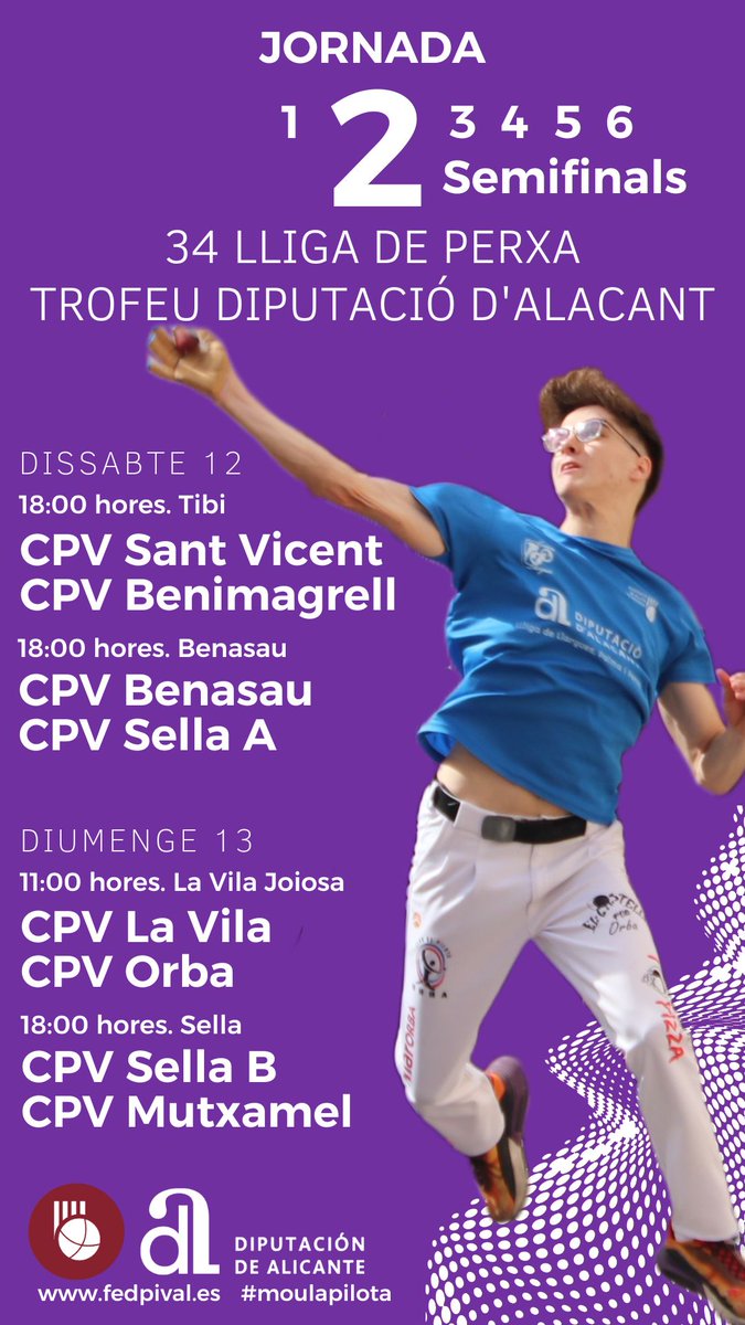 fedpival's tweet photo. PERXA 🔵 Torn per a la segona jornada de la lliga Trofeu Diputación de Alicante.
👉 https://t.co/hdhlRMmV6o
#moulapilota
#ratlles
#perxa https://t.co/cXsFvRpEQG