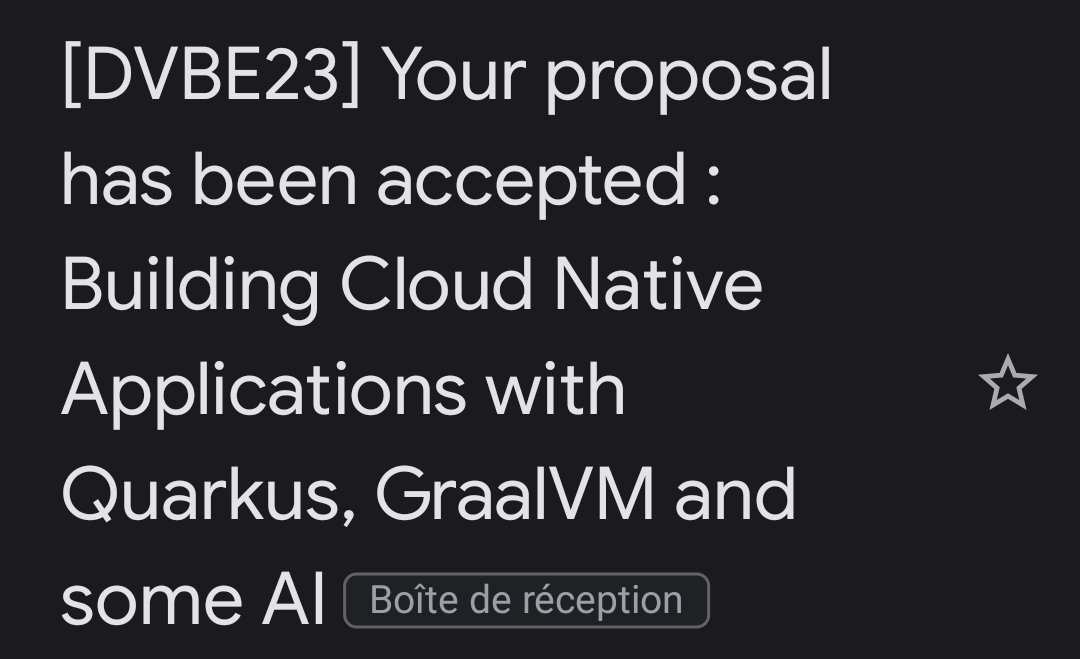 agoncal's tweet photo. Get ready for a 3h workshop at @Devoxx with @QuarkusIO and some @semantic_kernel #AI (@holly_cummins @geoand86 @maxandersen ). Thanks to the CFP for accepting our workshop https://t.co/M4RqMQFrxG