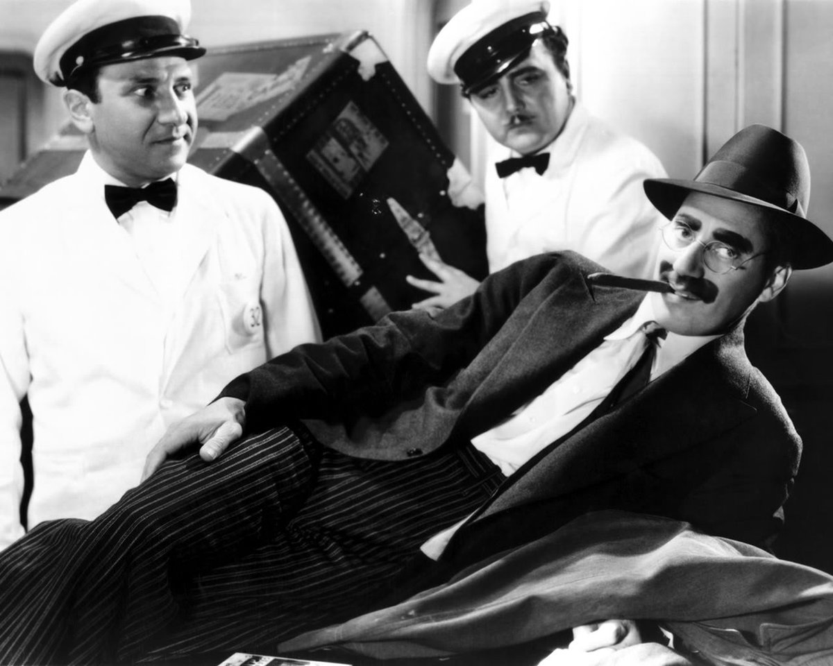 #Groucho: Hey, have I got time to go back and pay my hotel bill? 'Sorry, too late.' #Groucho: That suits me fine. #ANightAtTheOpera 1935.