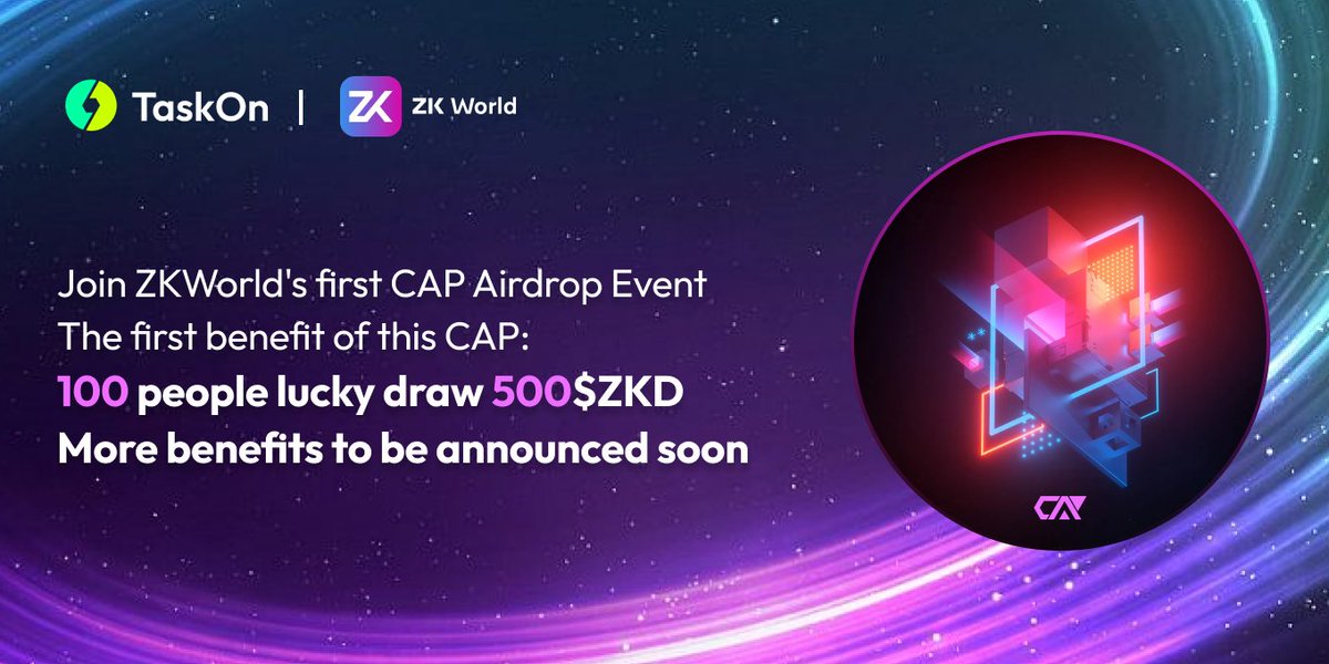 TaskOn Campaigns🤳 (@taskoncampaigns) on Twitter photo 🚀Explore @ZK_World_ld with <a href="/taskonxyz/">TaskOn | Ultimate Web3 Community Growth Platform</a>!
🤝#TaskOn x ZK World team up for a special #Giveaway!
🎁10,000 limited #CAPs & 500 $ZKD! #FCFS!
👉Claim now: taskon.xyz/campaign/detai…
#Web3 #Airdrop #crypto 🚀Explore @ZK_World_ld with <a href="/taskonxyz/">TaskOn | Ultimate Web3 Community Growth Platform</a>!
🤝#TaskOn x ZK World team up for a special #Giveaway!
🎁10,000 limited #CAPs & 500 $ZKD! #FCFS!
👉Claim now: taskon.xyz/campaign/detai…
#Web3 #Airdrop #crypto
