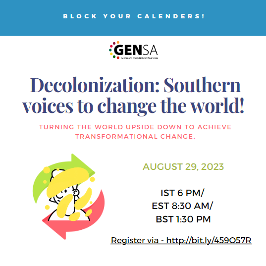 Join us for an interactive session on "Decolonization - Southern voices to change the world! Turning the world upside down to achieve transformational change'' with Cecilia Milesi, Founder, Global Change Centre, a renowned thought leader. Register at bit.ly/459O57R.