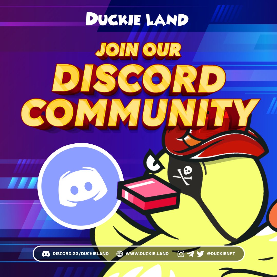 Don't miss out on the fun! Dive into Duckie Land today and start your collection of Duckies. Join our Discord Community !! discord.com/invite/a7DdTfq… #DuckieLand #Discord #NFT