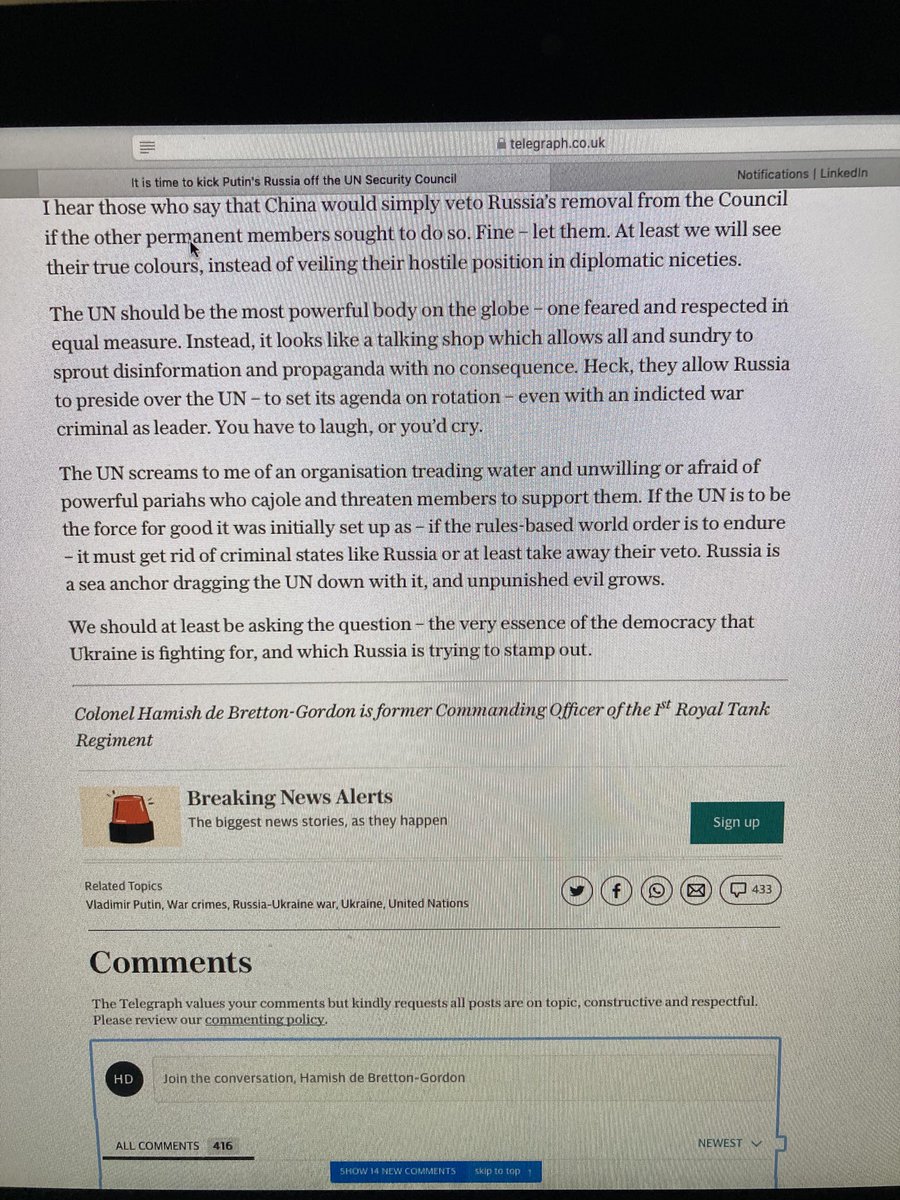 HamishDBG's tweet photo. Time to suspend Russia from the UN Security Council - likely to finish Putin &amp; his illegal invasion of #Ukraine - share if you agree? Let’s get this in the agenda ⁦@10DowningStreet⁩ ⁦@POTUS⁩ ⁦@EmmanuelMacron⁩ @Telegraph⁩ https://t.co/8uRUTwxhGr
