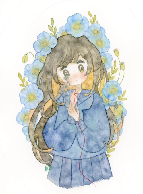 #これを見た人はセーラー服の画像を貼れ 失恋乙女と花言葉をテーマに描きました。