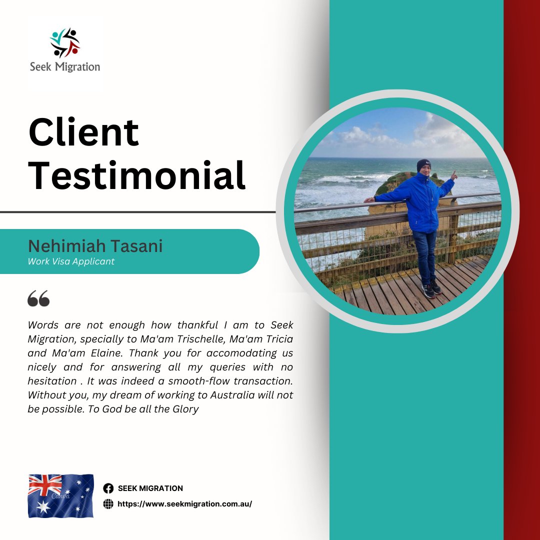 SeekMigration's tweet photo. Congratulations, Mr. Tasani!
Thank you for trusting us with your visa application. We're honored to be a part of your adventure.
#VisaApproved #ClientTestimonial #EmployerSponsoredVisa #SeekMigration https://t.co/uroUFyPMHk