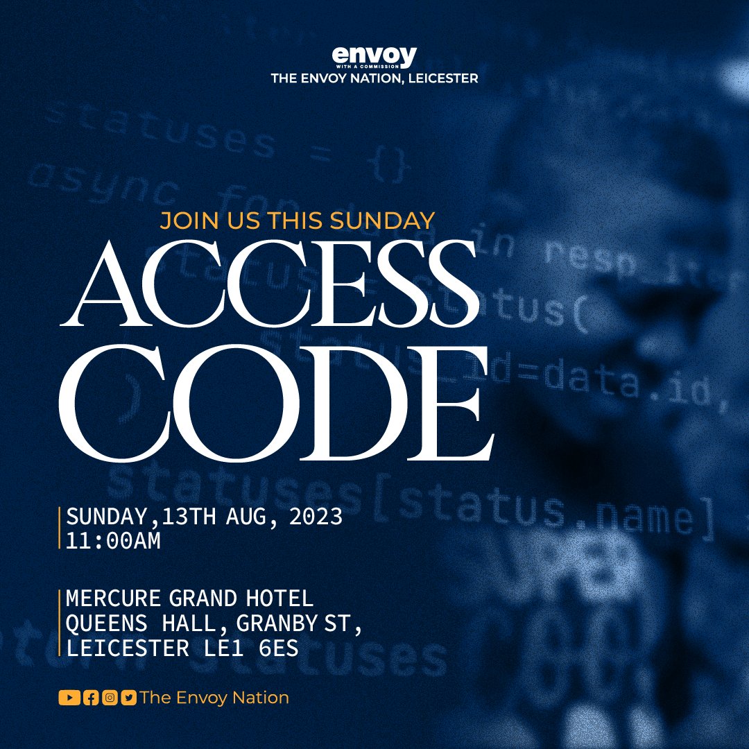 theenvoynation's tweet image. FULL ACCESS GRANTED!!!!
Yes!! We await your arrival at our service this Sunday by 11am. You have Full Access to God's word and power. 
Don't be left out, come and gain access into the deep and secret things of God.
#UK #accesscode #leicester #sundayservice #theenvoynation
