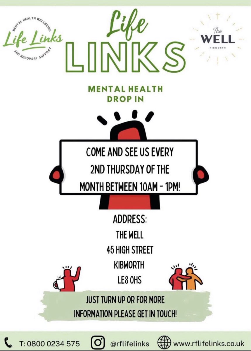Today we are at The Well in Kibworth from 10am-1pm! Come and see us to chat to a member of staff and to find out more about Life Links!💚 <a href="/TheWellKibworth/">The Well Kibworth</a>