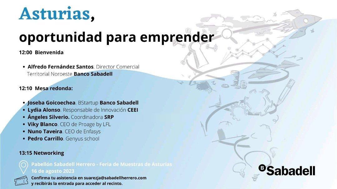 ceeiasturias's tweet image. Toma NOTA 📝: El próximo MIÉRCOLES, 🗓 16 de Agosto en 📍@Feriasturias, jornada "ASTURIAS, OPORTUNIDAD PARA EMPRENDER" de
@BancoSabadell, en la que participará nuestra compañera #CEEIAsturias, Lydia Alonso.

 ¡No te la pierdas! 😉 

ℹ👉 ceei.es/sites/agenda/e…

#FIDMA #FIDMA2023