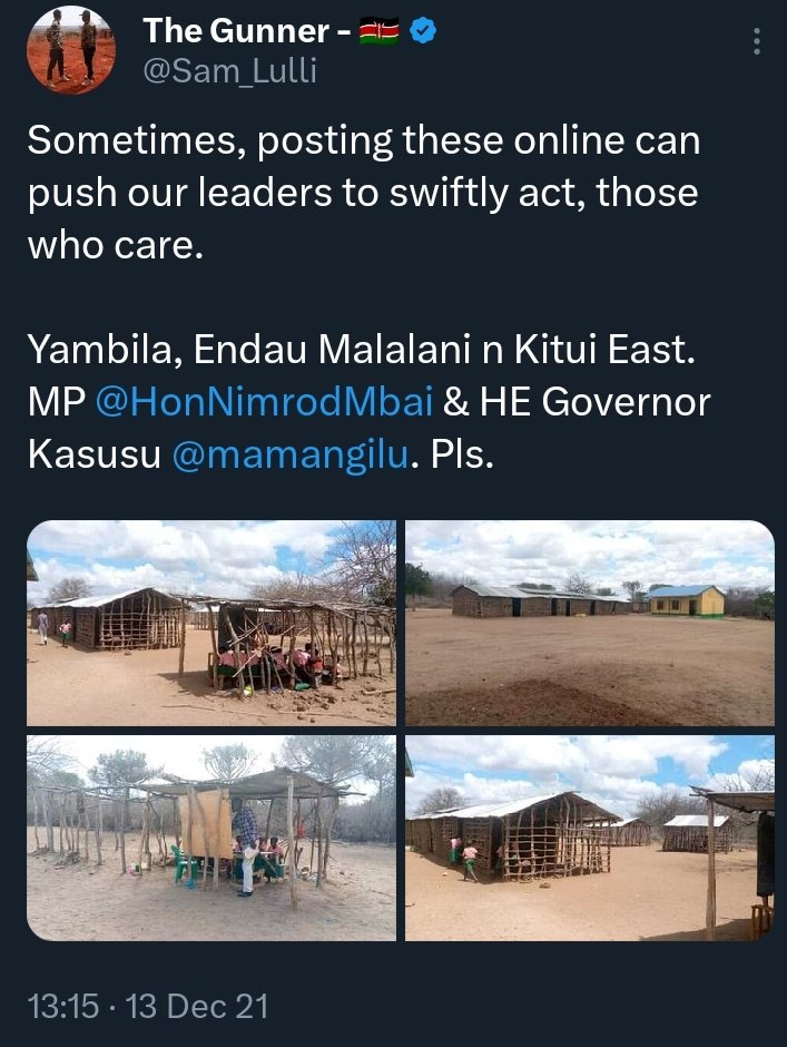 Sam_Lulli's tweet photo. December 2021, I deliberately highlighted this school, circulated the tweet all over Kitui forums to make sure MP @HonNimrodMbai and Governor @mamangilu saw it.

They did! They ignored! Today, @citizentvkenya is embarrassing them and the gullible Kitui voters globally. https://t.co/1IqGqVDQqy