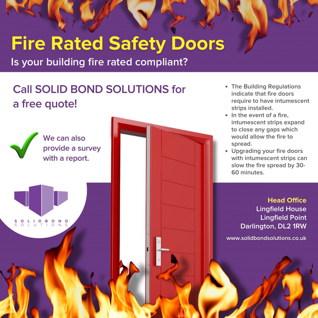 SolidBondSLtd's tweet photo. 🔥 Fire Rated Safety Doors Save Lives! 🔥 
✅ SBS provide a solution which could help reduce the spread of fire and therefore save lives. 
T: 0333 358 3133 https://t.co/Zu36PndSCf