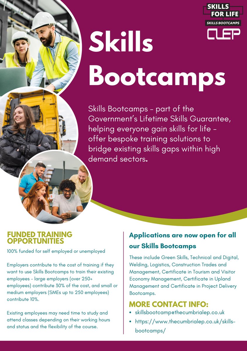 Are you wanting to learn a new skill?

Skills Bootcamps offer bespoke training solutions to bridge existing skills gaps within high demand sectors. 

buff.ly/3zpLp8v

#skills #skillsbootcamps #education #qualifications #learning
