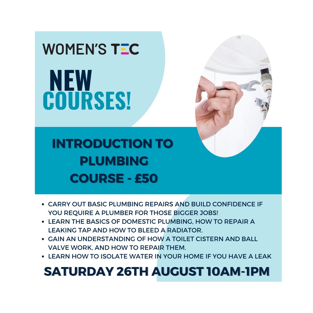 womenstec's tweet photo. We've 3 new weekend courses in Plumbing, Electrics and Wallpapering happening at WOMEN'STEC! Limited spots are available. Don't miss out on this fantastic opportunity, so enroll today! To register, visit https://t.co/5NQAlsm68t π οΈ #DIYCourse #NotJustForBoys #WOMENSTEC https://t.co/V84YeQq6b6