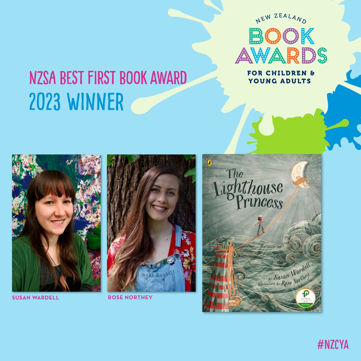 The NZSA Best First Book Award goes to ‘The Lighthouse Princess’ by @Unlazy_Susan, illustrated by Rose Northey, published by @PenguinBooks_NZ. ''The Lighthouse Princess’ stands out as a picture book that combines poetic writing and whimsical illustration.' #NZCYA #BooksAlive