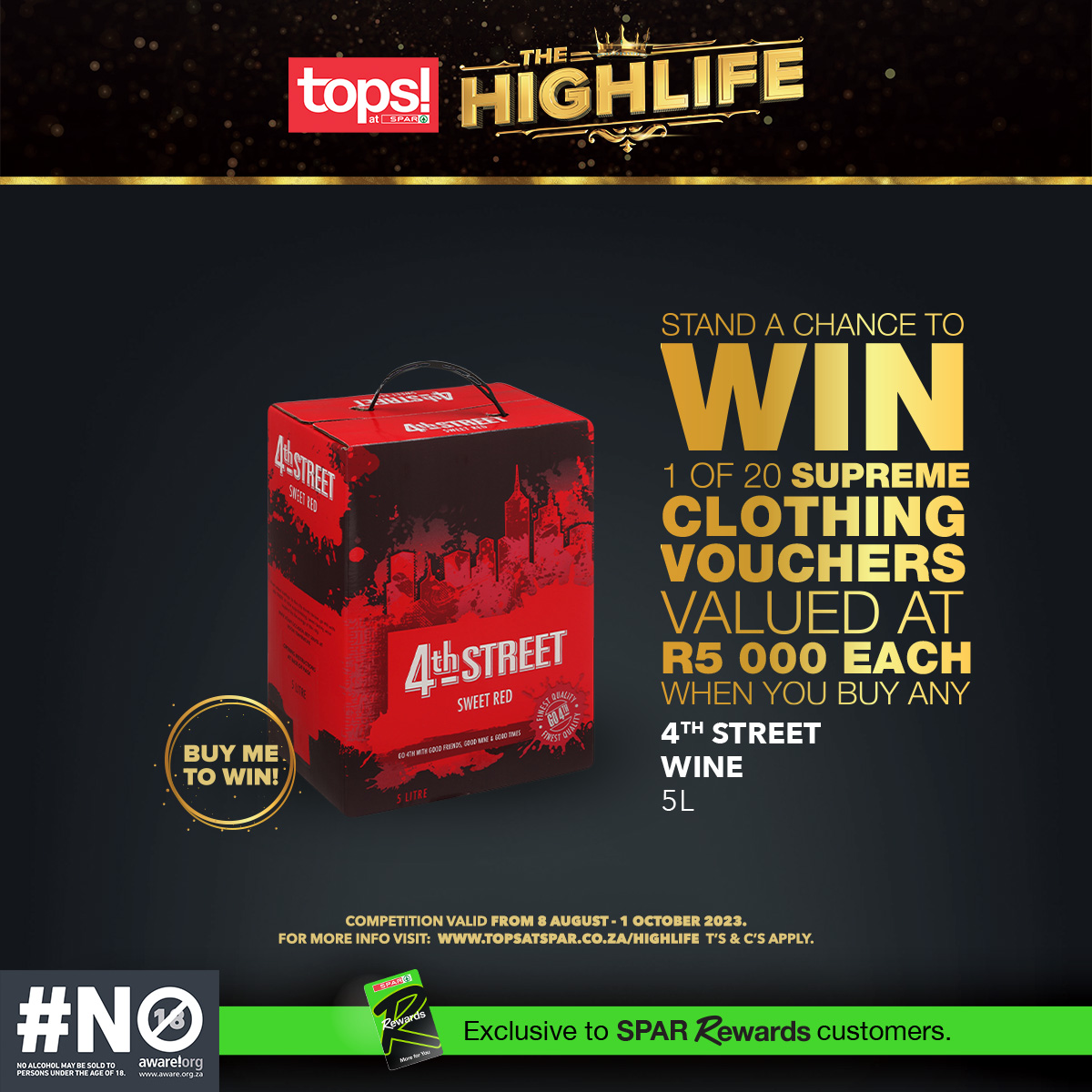 TOPSatSPAR's tweet photo. It doesn’t get better than this! ​
Buy any of these participating products, swipe your Rewards card and stand a chance at winning. Competition valid until 01 October 2023. See the link for more products and prizes. Terms and conditions apply.​https://t.co/xgztVlv25f
#TOPSHighLife https://t.co/Vql3n36BHc