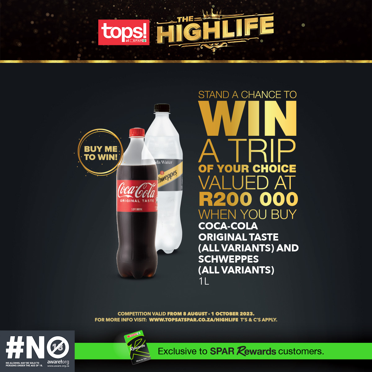 TOPSatSPAR's tweet photo. It doesn’t get better than this! ​
Buy any of these participating products, swipe your Rewards card and stand a chance at winning. Competition valid until 01 October 2023. See the link for more products and prizes. Terms and conditions apply.​https://t.co/xgztVlv25f
#TOPSHighLife https://t.co/QU8JvrTHNF