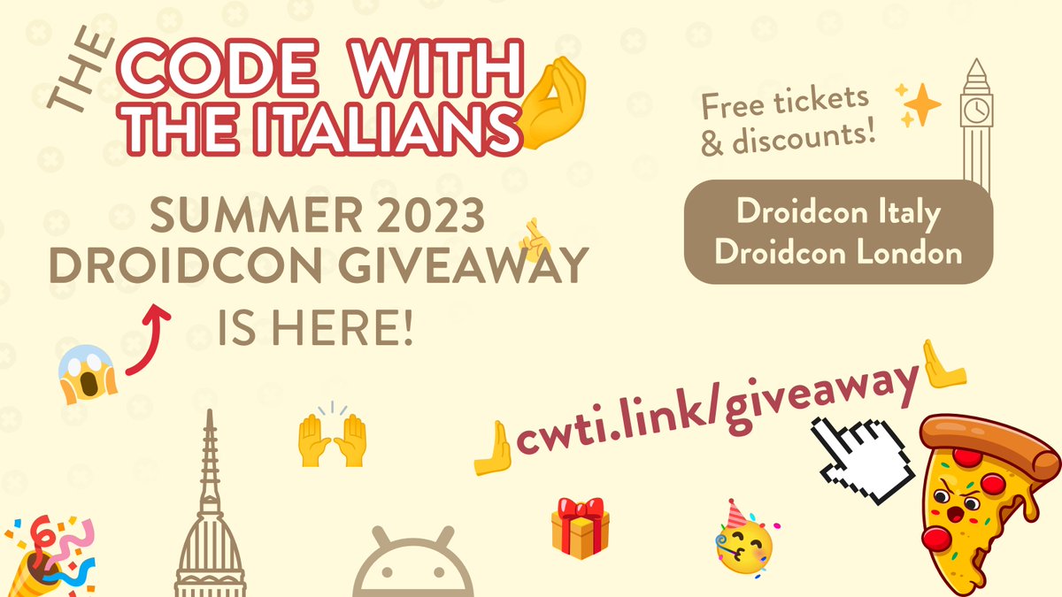 🚀 WAIT, You haven't entered yet? 😱 WIN tickets & exclusive discounts for #DroidconItaly & #DroidconLondon! First peek: use DR-CWTI-15 for a special #DroidconItaly discount. 🔥 Summer's sizzling for #AndroidDev fans. Dive in! 🎟️👉 cwti.link/giveaway