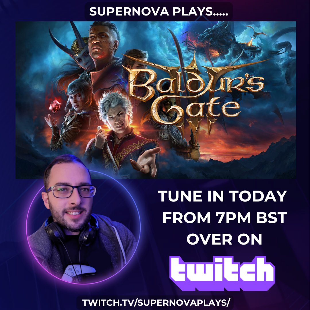supernovaplays1's tweet photo. Join me from 7pm BST tonight as I eagerly continue my journey in #baldursgate3 - We set off on our journey but, wow, the journey is a big one and we havnt event scratched the surface. I hope to see you there! https://t.co/1Q5v7QN8D7 #varietystreamer #streamer #gaming #freshgame https://t.co/AUp4O2iRaM
