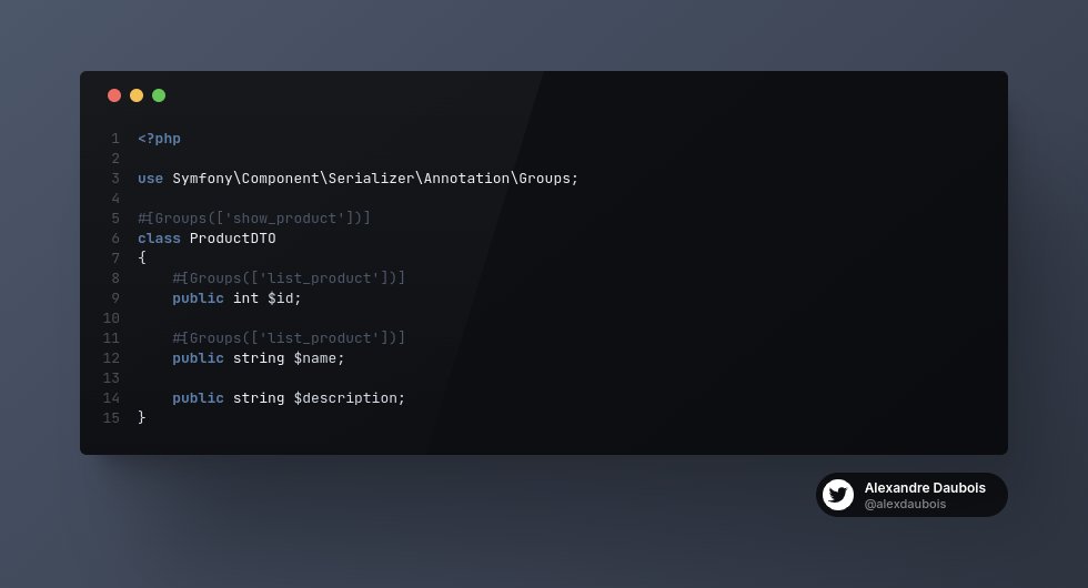 [Coming Next in <a href="/Symfony/">Symfony</a> 🚀] Tired of putting the same #[Groups] attribute on every single property of your DTO?

Brace yourself: in 6.4, you'll be able to place this attribute on class level directly 👌

More info at: symfony.com/doc/6.4/serial…

#oss #symfony #opensource #php
