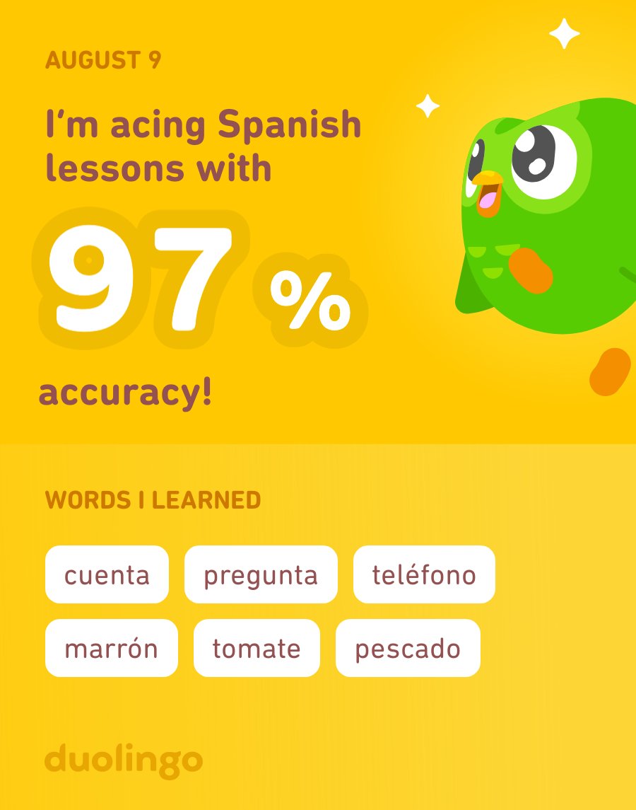 I’m learning Spanish on Duolingo! It’s free, fun, and effective.