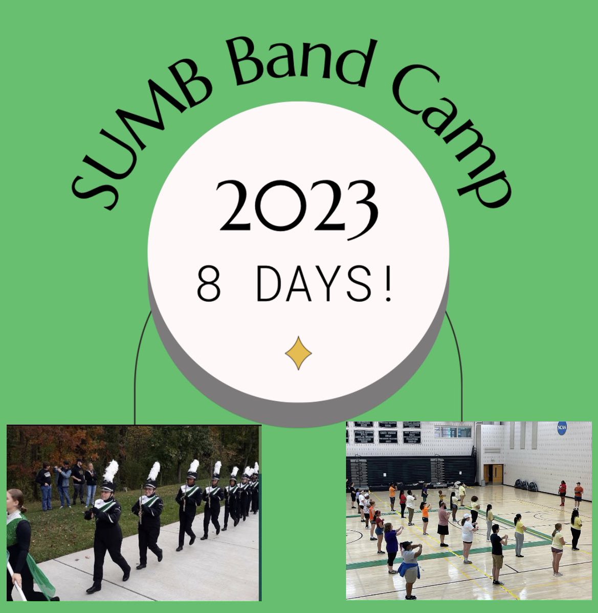 The countdown continues! We are 8 days away from our 2023 Band Camp! Make sure you are prepping your instruments/equipment and stretching out to get ready! We are so excited to see all of you. #bandcamp2023 #stevensonuniversity #stevensonuniversitymarchingband #sumb