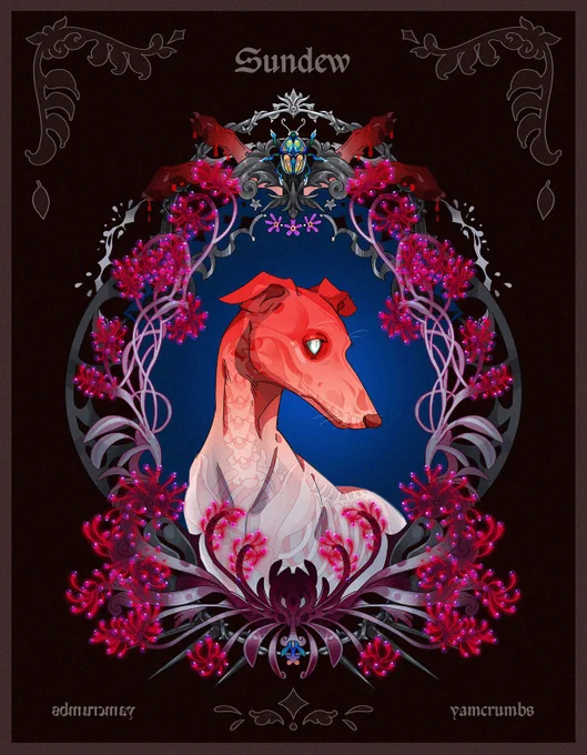 posting the last piece in my dog portrait series! sundew (aka sunny) the greyhound, the shy but beautiful ghost that prefers haunting over hunting her prey.  #doggust #illustration