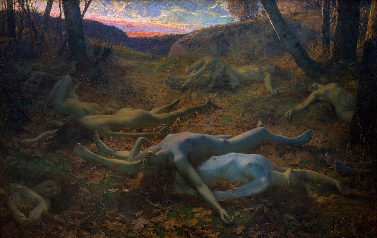archaeologyart's tweet photo. Dead leaves by Alexandre-Jacques Chantron, 1902. https://t.co/7TvOPyjZFY