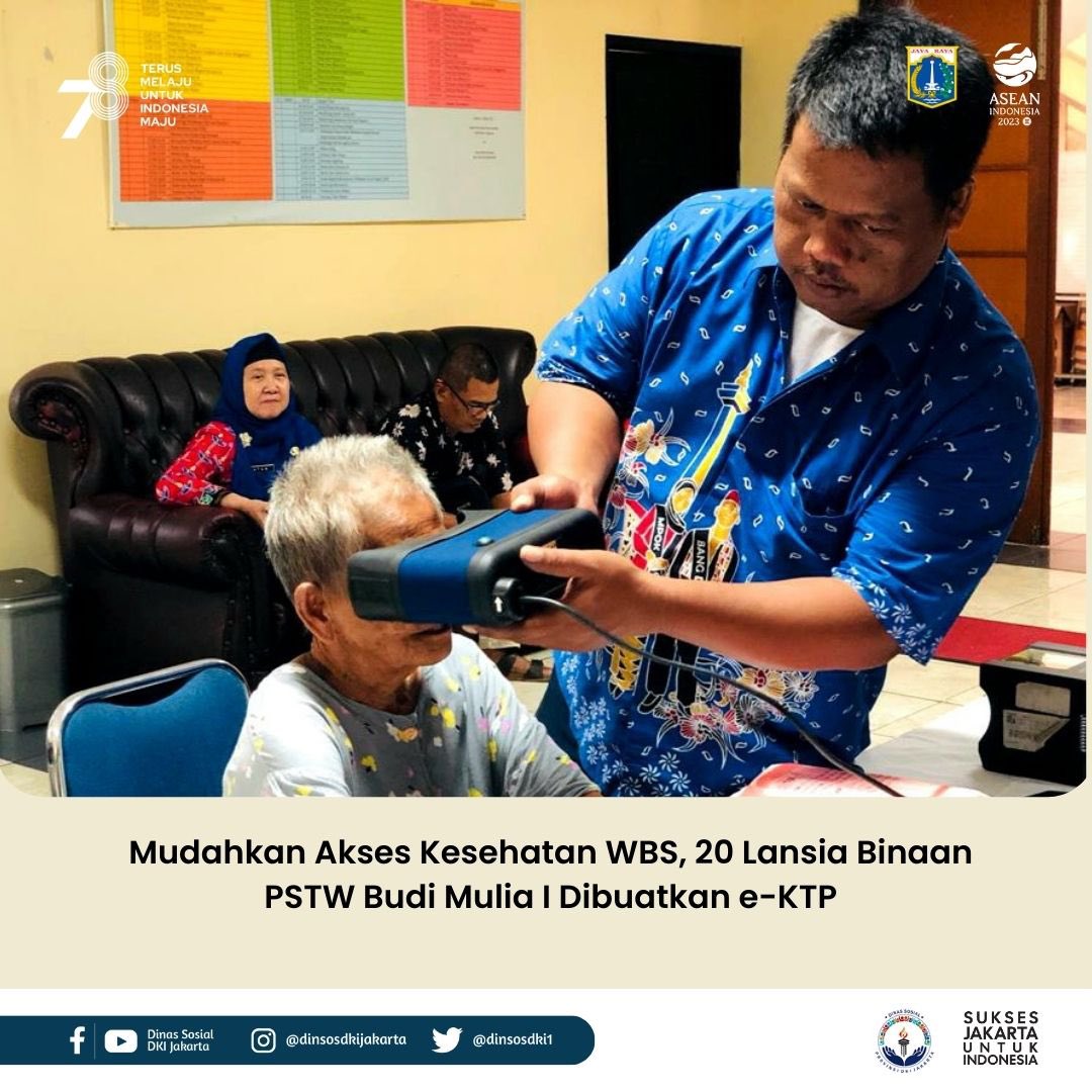 DinsosDKI1's tweet image. Guna memudahkan akses pelayanan kesehatan bagi warga binaan Panti Sosial Tresna Werdha Budi Mulia 1, Dinsos DKI Jakarta melalui Bidang Rehabilitasi Sosial bekerja sama dengan Disdukcapil DKI melakukan proses perekaman e-KTP kepada 20 warga binaan pada Kamis (3/8).