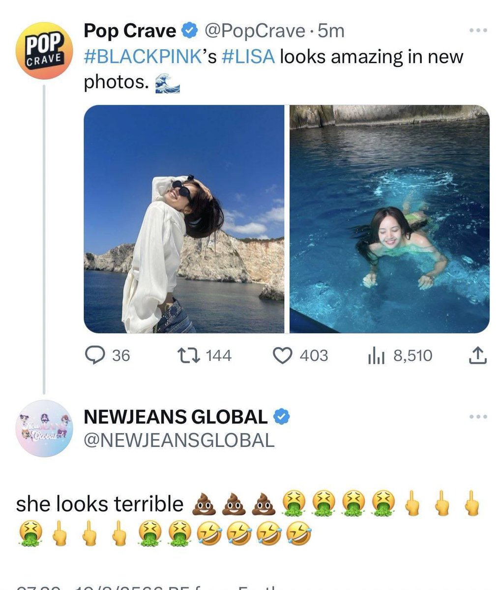honorslisa's tweet photo. the same people who camp under lisa’s ig posts with hateful comments @NEWJEANSGLOBAL https://t.co/EJzmTeTcJH