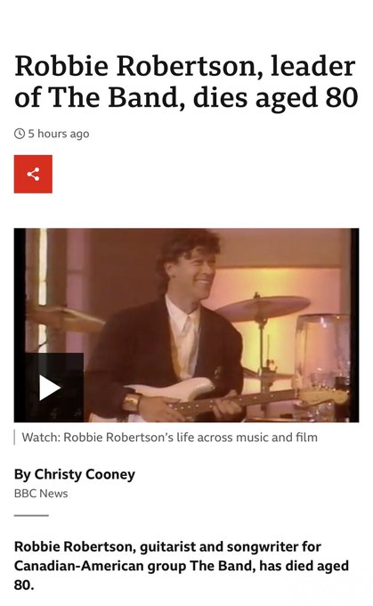 RIP Robbie Robertson &hellip; https://t.co/3CGXsu1w5Y