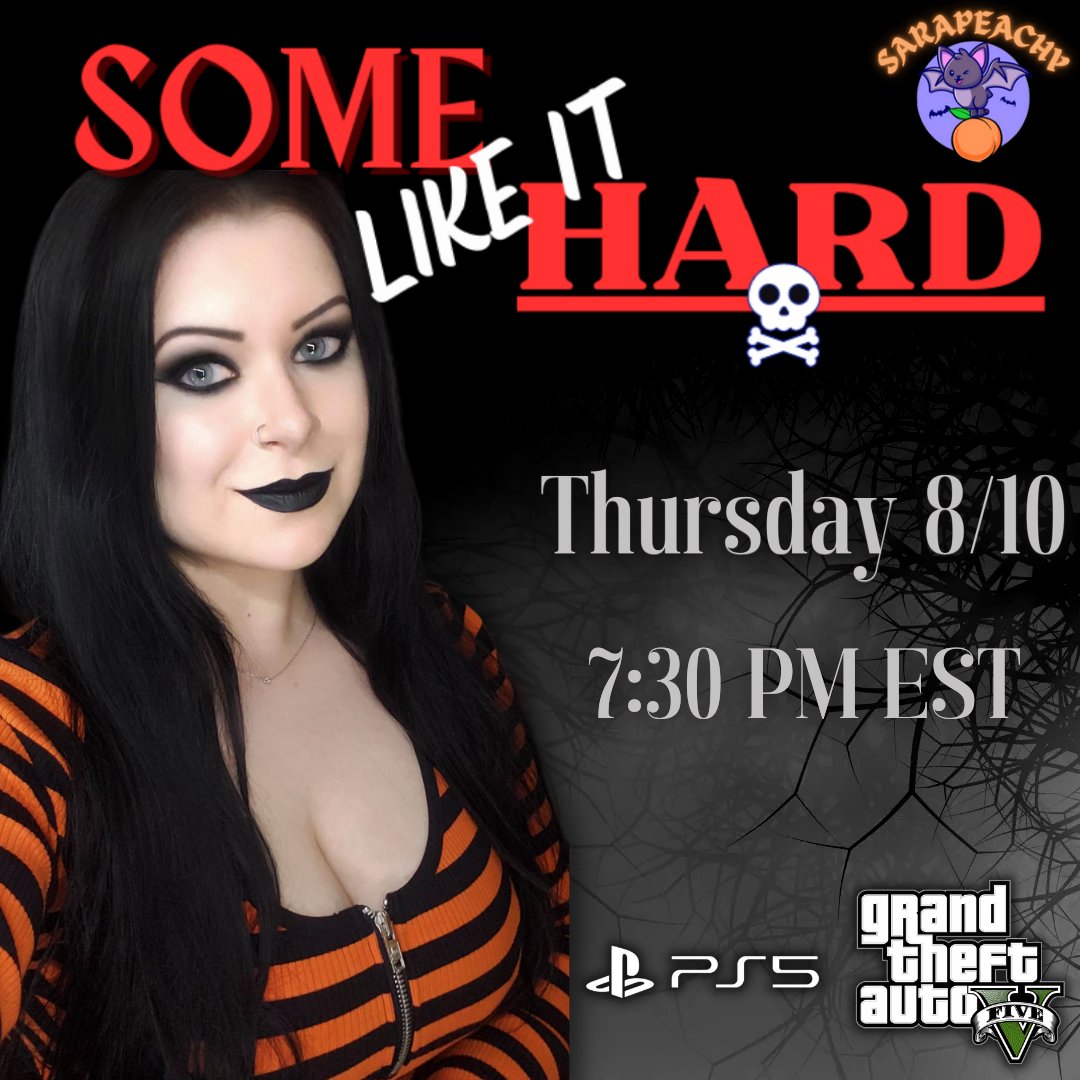 SaraPeachy's tweet photo. Come join me tonight for my biweekly GTA Online event:  Some Like It Hard ☠
Live streaming TONIGHT on YT @ 7:30 pm EST (link in bio)
Features incredible custom jobs from our talented GTA Online community PS5🍑

#GTA5 #GTAV #GTAOnline #rockstargames #gaming #girlgamer #livestream https://t.co/46AeCsq4ft