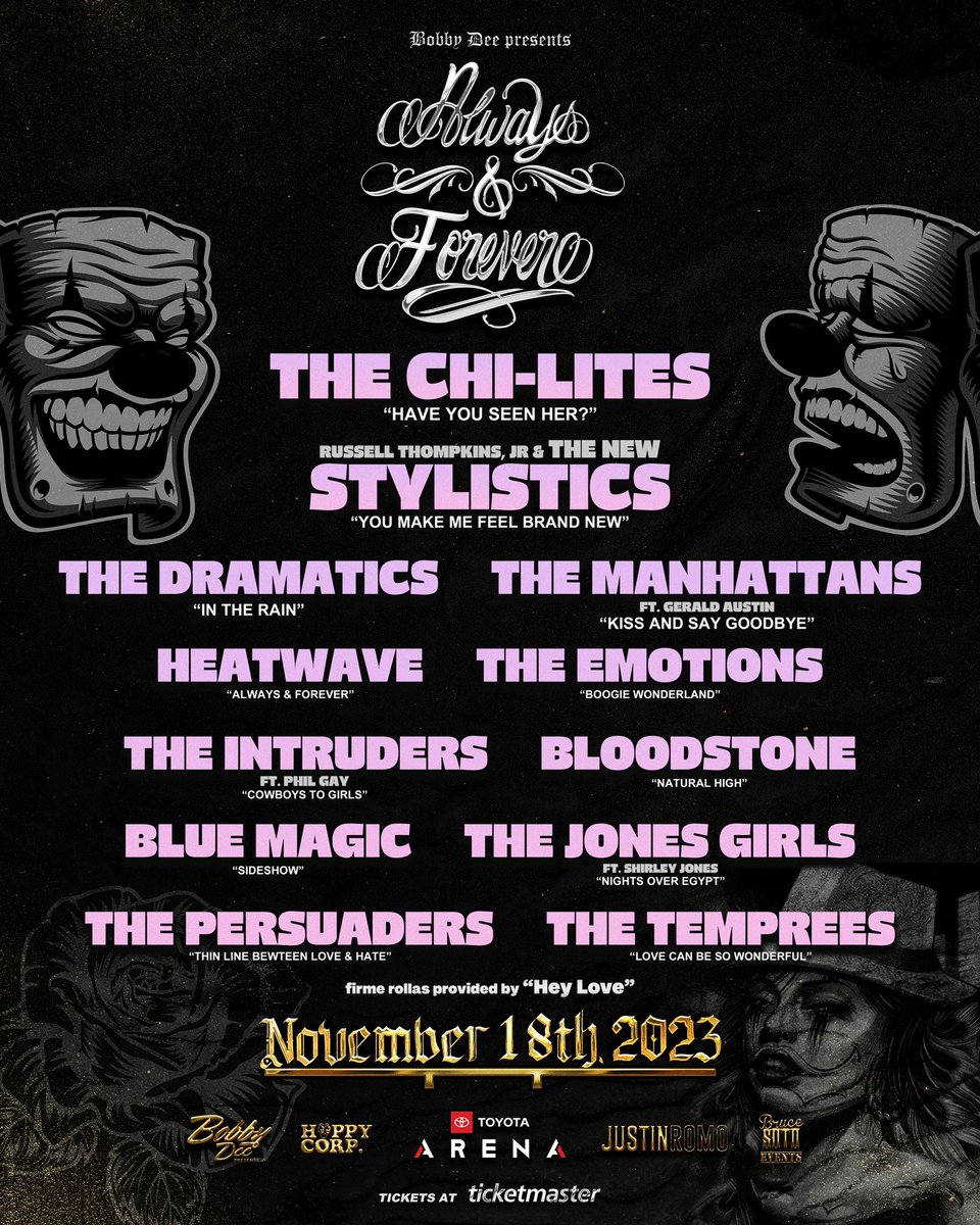 “Always &amp; Forever Concert” Saturday November 18, @thechilitesofficial , @thestylisticsofficial , <a href="/thedramatics/">The Dramatics</a> , The Manhattans, Heatwave, @theemotionslegacy , <a href="/theintruders_/">theintruder</a> , Bloodstone, Blue Magic, The Jones Girls, The Persuader and The Temprees On Sale This Friday 8/11