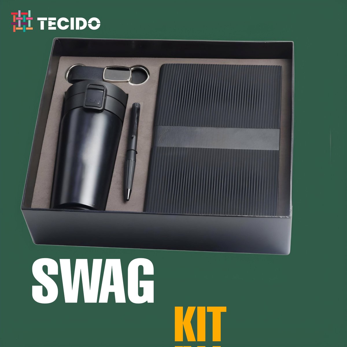 Unleash Your Swag with our ultimate swag kit! 🎉✨ Stay organized with a sleek diary, sip in style with a vacuum flask, jot down ideas with a trendy pen, and carry your keys with flair using our keychain.

#corporategifting #brandedgifts #SwagKits #customization #ElevateYourStyle