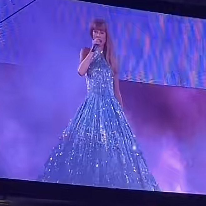 princess polly baby blue dress Taylor Swift Attends 'Eras Tour' Concert Film Premiere main image 1