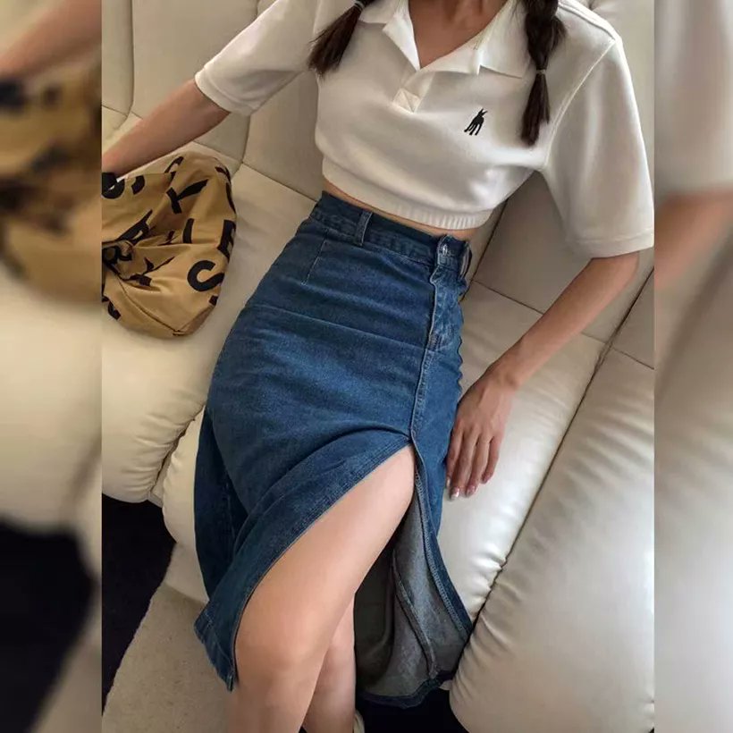 poppy_rjk's tweet photo. กระโปรงยีนส์เอวสูงทรงยาว ใส่แล้วสวยมากแมทก็ง่าย🌹🔥 https://t.co/LhglI8sGOD