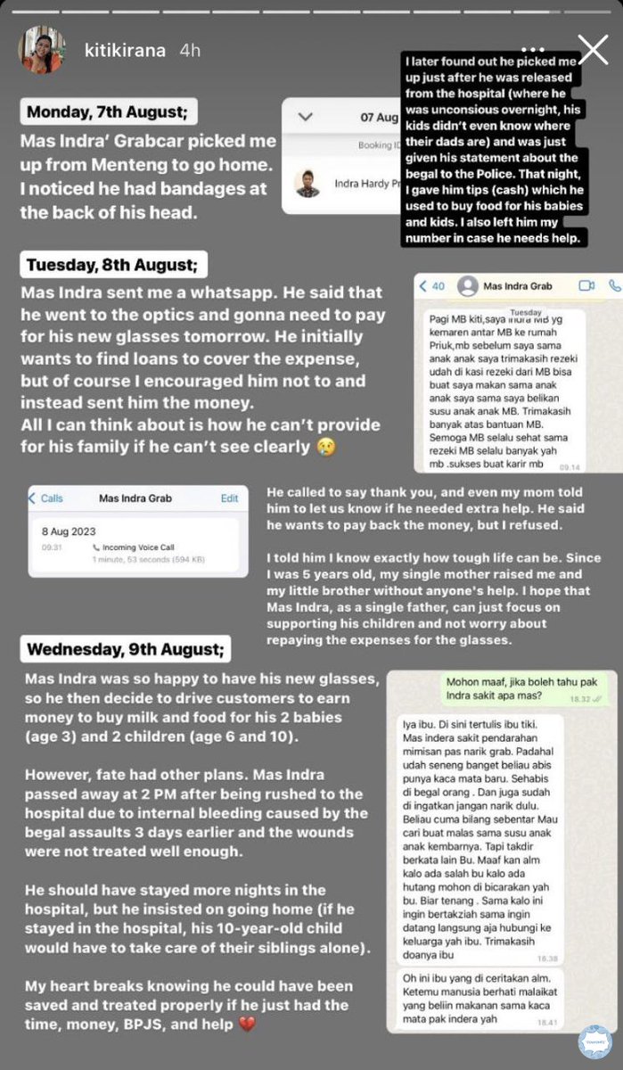 convomfs's tweet photo. 🤍 guys, yu coba lebih dekat &amp; sayangi keluarga selagi masih ada. Barusan liat sg kenalan ku cerita ttg bapak driver grab single parent yg habis di begal dan baru keluar rs, lanjut narik orderan buat susu dan makan anak” nya, tp sayangnya besok nya beliau berpulang  (cont..) https://t.co/GAC1lJt52z