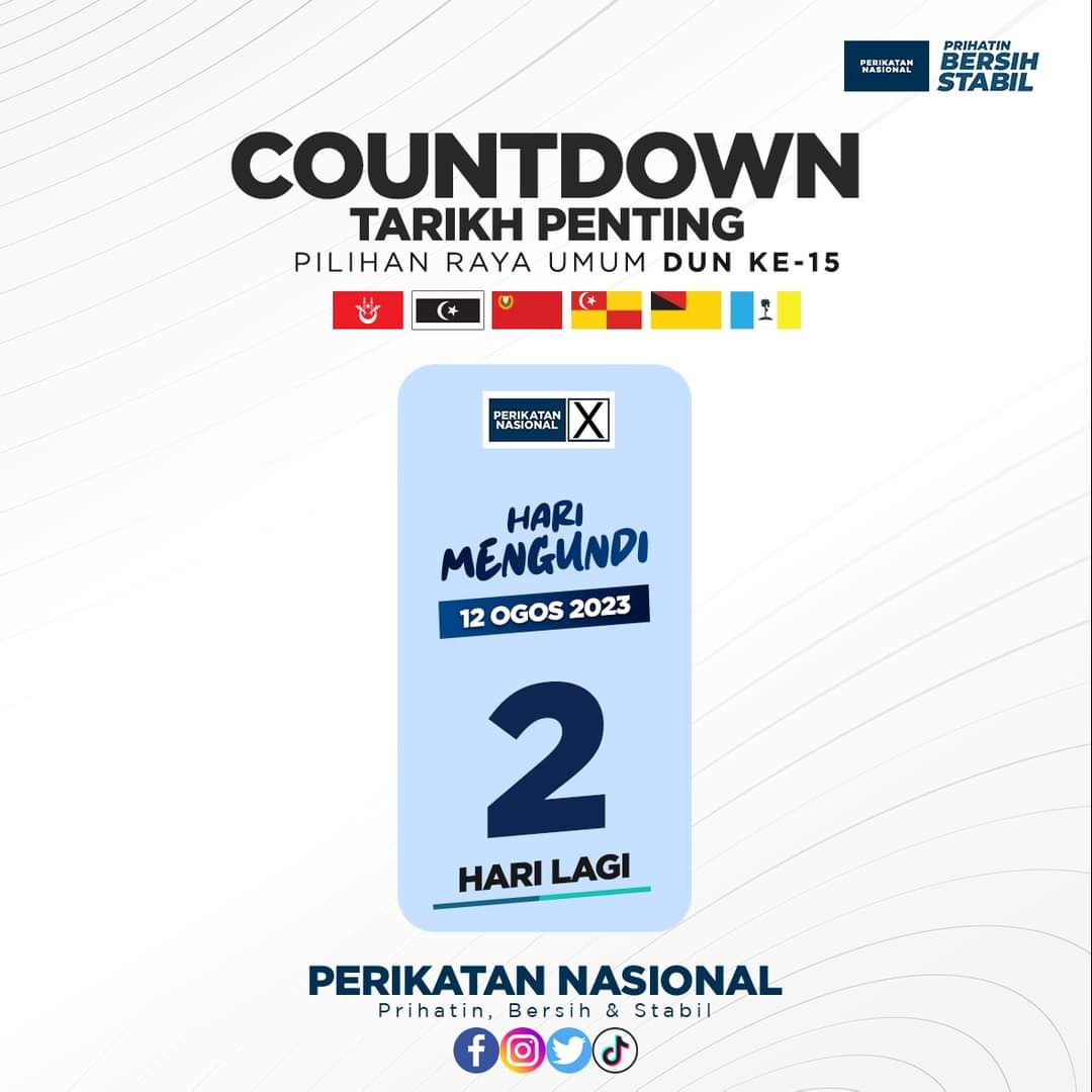 ATitiwangsa's tweet photo. Berbaki 2 hari lagi 🔥🔥
#prn #PNtetapbest #anakmudasokongPN #AmeerahTitiwangsa #jombalikmengundi #kelantan #terengganu #negerisembilan #selangor #pulaupinang #kedah https://t.co/tAx6qQZwIi
