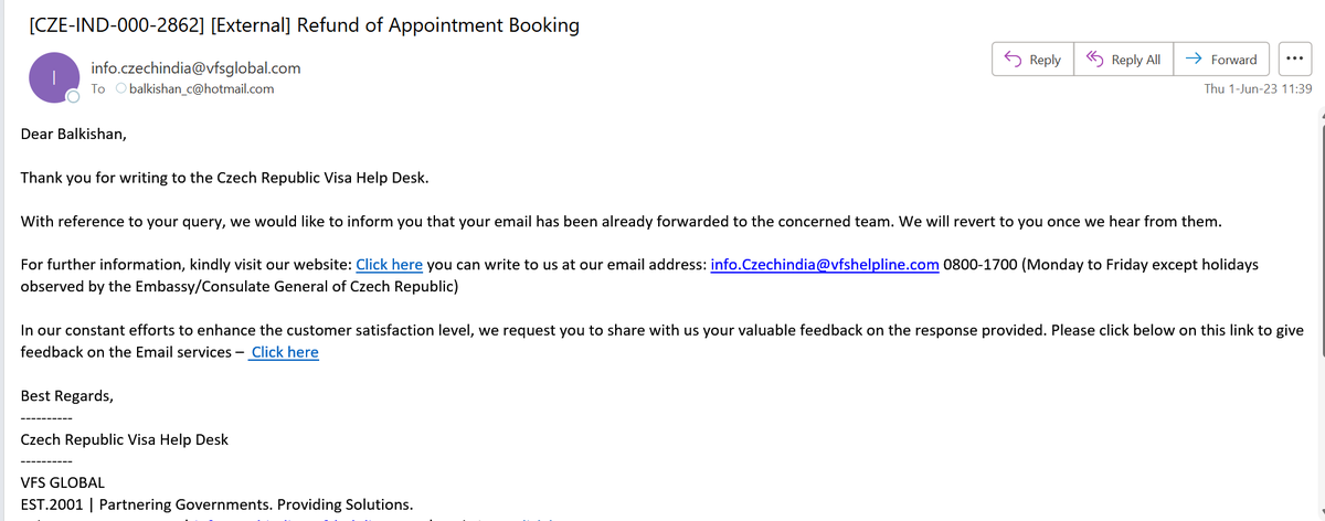 <a href="/vfsglobalcare/">@vfsglobalcare</a> <a href="/VFSGlobal/">VFS Global</a> what do you have to say in this regard.....1st June email says teh same thing &amp; 26th July 23 also have the same msg..."we are looking into the same"....Why are you putting a commitmnet on your website for processing of refund within 15 days !!!!