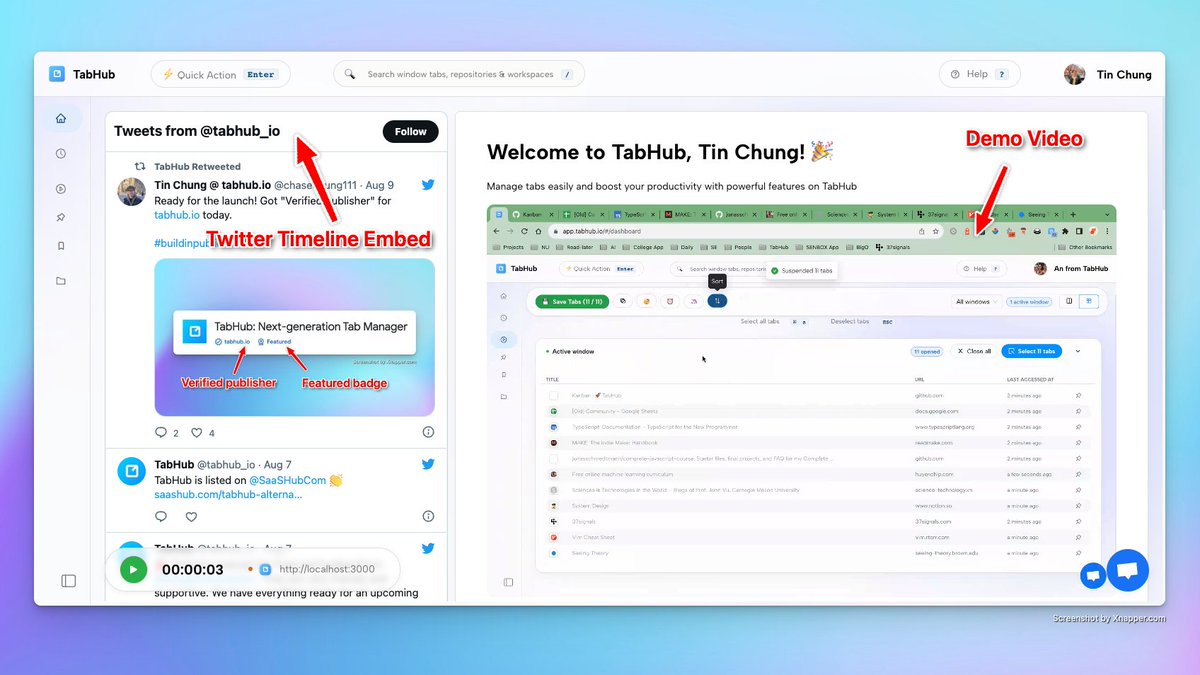 chungquantin's tweet photo. Experiment with this new layout for @tabhub_io app Home screen. So when new user install the app, this is what they see. 

#buildinpublic #tabhub https://t.co/wFA3harx25