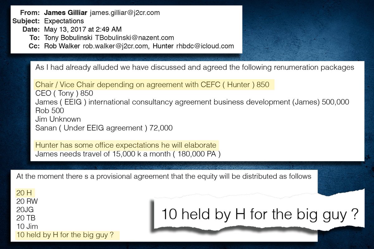 antikommunistic's tweet photo. Actually that is a complete lie.  There are MOUNTAINS of evidence. And since you insisted…

Here are a few screenshots of just a snippet (out of hundreds of emails) of the actual email paper trail evidence (including the smoking gun WhatsApp message), from Hunters laptop detailing the shady business deals, money laundering and shakedowns. These are on top of the corroborating bank transfer records and the 26 shell companies that the Bidens have laundered money through. 

The whole dump of Hunters emails can be found here: https://t.co/EdFUZcHQGu

Oh and let’s not forget about the incriminating recorded phone calls with the head of Burisma, and the recorded phone call audio of The Big Guy discussing the quid pro quo with the then Ukrainian president, AND video of him admitting in front in front of an audience committing the quid pro quo and laughing about it, which can be found here:

Phone call: https://t.co/IeM7QQ6HtM

Him admitting it: https://t.co/lB3ZqI7NRe

And here is the incriminating FD 1023 FBI document that was just made public last week: https://t.co/OzTFYWjo0F

Here is a report tying all of the current publicly viewable evidence together that shows who benefited from the money laundering and influence peddling: https://t.co/ONzKnprDTC

And here are the newly released bank records corroborating everything: https://t.co/CVyIxqPK5c

And this all on top of the IRS, DOJ and Hunter Biden business associate testimony. These are just the tip of the iceberg detailing high crimes and corruption. 🤷‍♂️