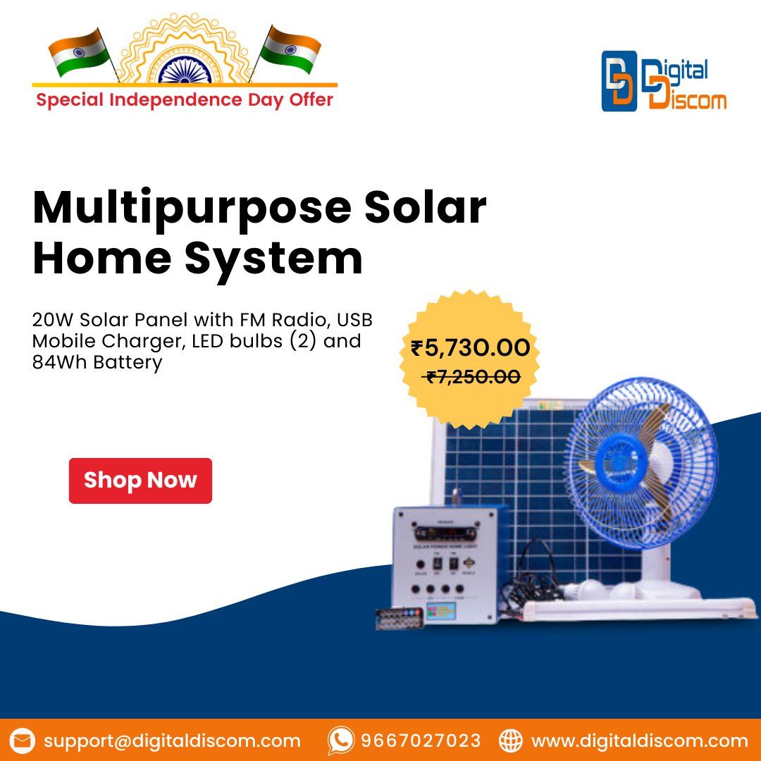 DigitalDiscom's tweet photo. !!Special Independence Day Offer!!

Shop high-quality solar lights starting at ₹375/- only. Hurry up, the offer is valid for a limited period. 

Our website: https://t.co/aGaXUFBaA5

Shop now!
.
.
#IndependenceDay2023 #offers #solarenergy #solarpv #TataPower #discom https://t.co/87D8LkRXAI