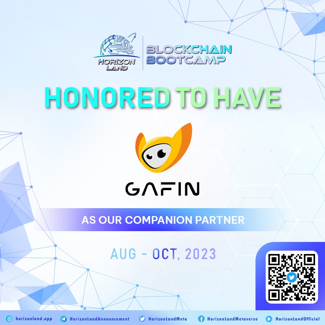 HorizonLandMeta's tweet photo. 🎉 Thrilled to introduce our Companion Partners for Horizon Blockchain Bootcamp! 🎉

✅ @Gafin_io 
✅ @HeroArena_Hera 
✅ @Mar3_AI 
✅ @Openpad_io 

📌 Prepare yourself for an unforgettable adventure brimming with enlightening viewpoints at our Blockchain Bootcamp with our partners
#bootcamp #partner #web3 #companion #event