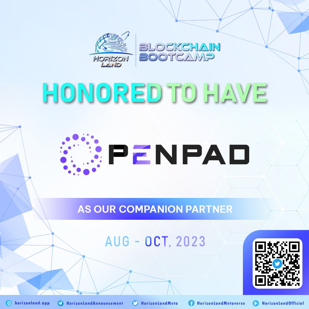 HorizonLandMeta's tweet photo. 🎉 Thrilled to introduce our Companion Partners for Horizon Blockchain Bootcamp! 🎉

✅ @Gafin_io 
✅ @HeroArena_Hera 
✅ @Mar3_AI 
✅ @Openpad_io 

📌 Prepare yourself for an unforgettable adventure brimming with enlightening viewpoints at our Blockchain Bootcamp with our partners
#bootcamp #partner #web3 #companion #event