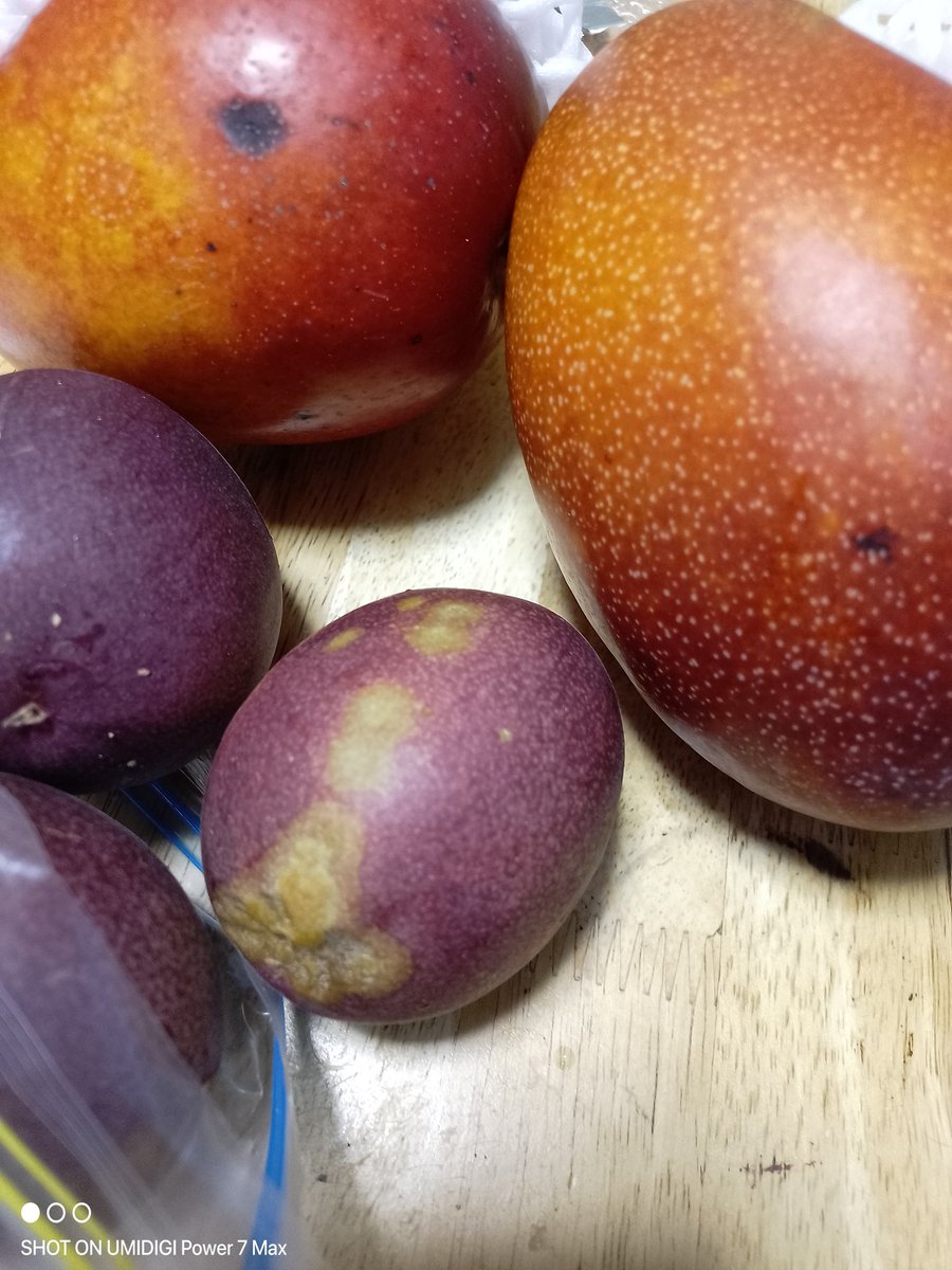 母ちゃんが奄美のマンゴー買ってきてくれた。パッションフルーツ父ちゃんが育てたヤツ。果物だいしゅき。 