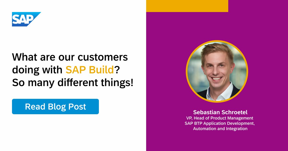 Curious about what our customers are achieving with <a href="/SAPBuild/">SAP Build</a>❓ Discover the inspiring stories shared by @sebschroetel, where he highlights 5 customer stories from diverse regions and industries, showcasing the versatility of the SAP Build portfolio 🚀

imsap.co/6014P5ftj