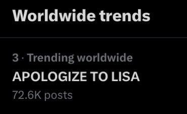 LiliesHome_'s tweet photo. Worldwide trending No. 3

APOLOGIZE TO LISA @NEWJEANSGLOBAL https://t.co/DT95JGMQD9