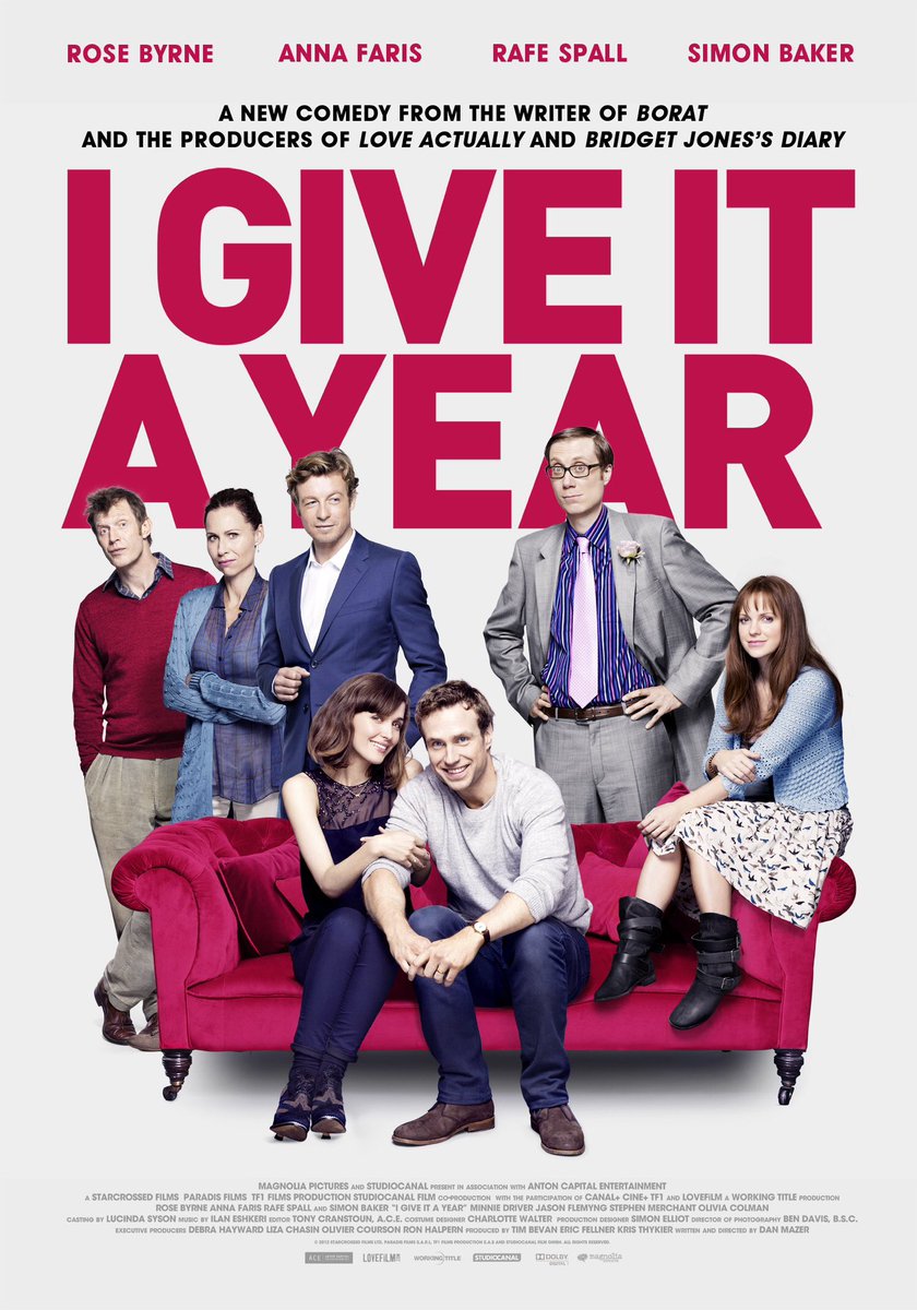 FilmNewsNos's tweet photo. 🎬MOVIE HISTORY: 10 years ago today, August 9, 2013, the movie ‘I Give It a Year’ opened in theaters!
#RoseByrne #RafeSpall #AnnaFaris #SimonBaker #StephenMerchant #MinnieDriver #JasonFlemyng #OliviaColman #JaneAsher #NigelPlaner #ClareHiggins #SueWallace #DaisyHaggard #DanMazer https://t.co/hbL1eNrGlr